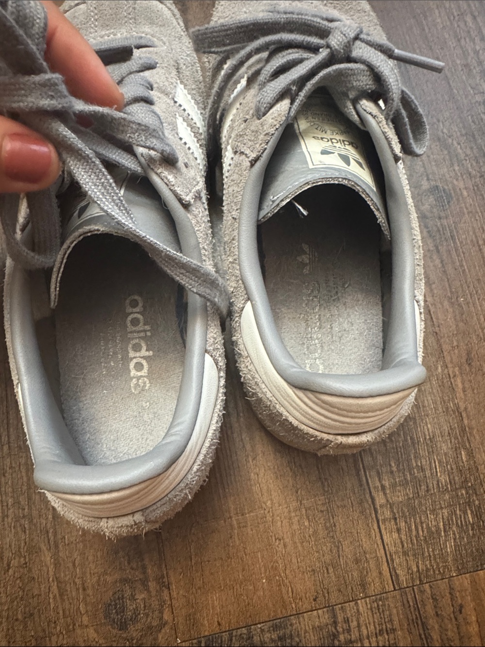 adidas Samba Suede Sneakers in Light Gray and White - Picture 8 of 15